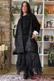 Bodi Jacquard Oversized Cocoon Coat Black
